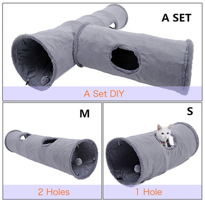 Foldable Pets Play Tube Set with Removable Ball