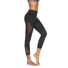 Load image into Gallery viewer, Womens Elastic Waist Mesh Workout Yoga Leggings with Lace Details
