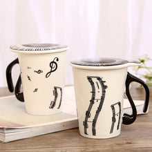 Load image into Gallery viewer, Inspirational Musical Notes Ceramic Coffee Mug with Piano Theme Lid
