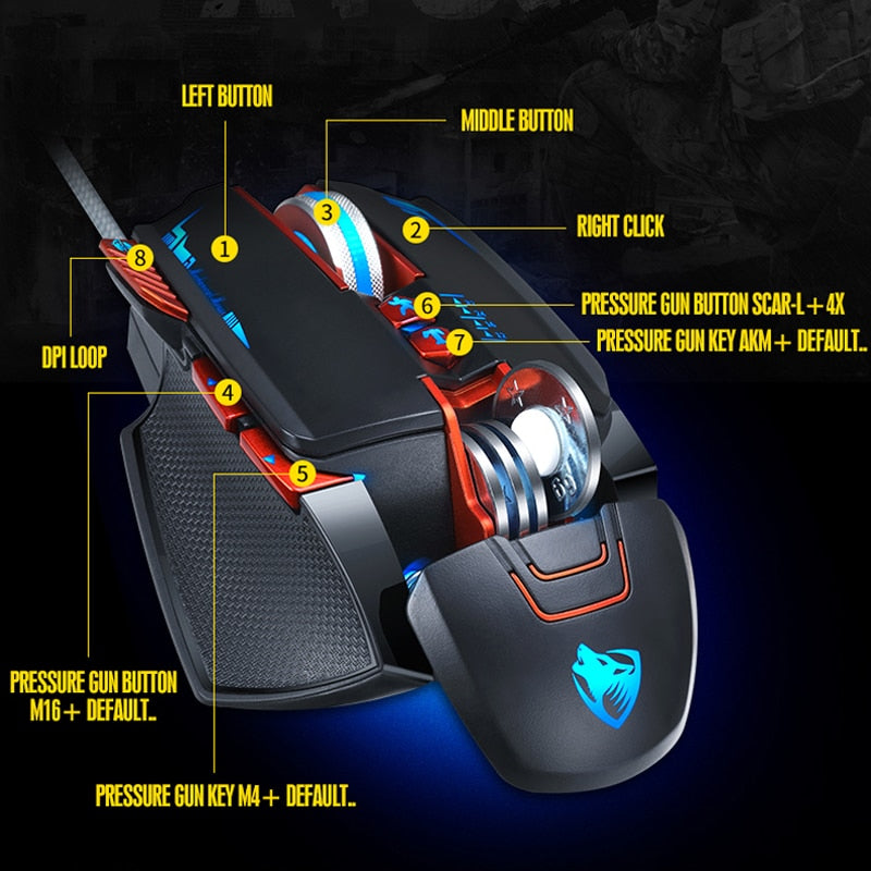 Dragon V9 8 Buttons DPI Adjustable LED PRO Gaming Mouse