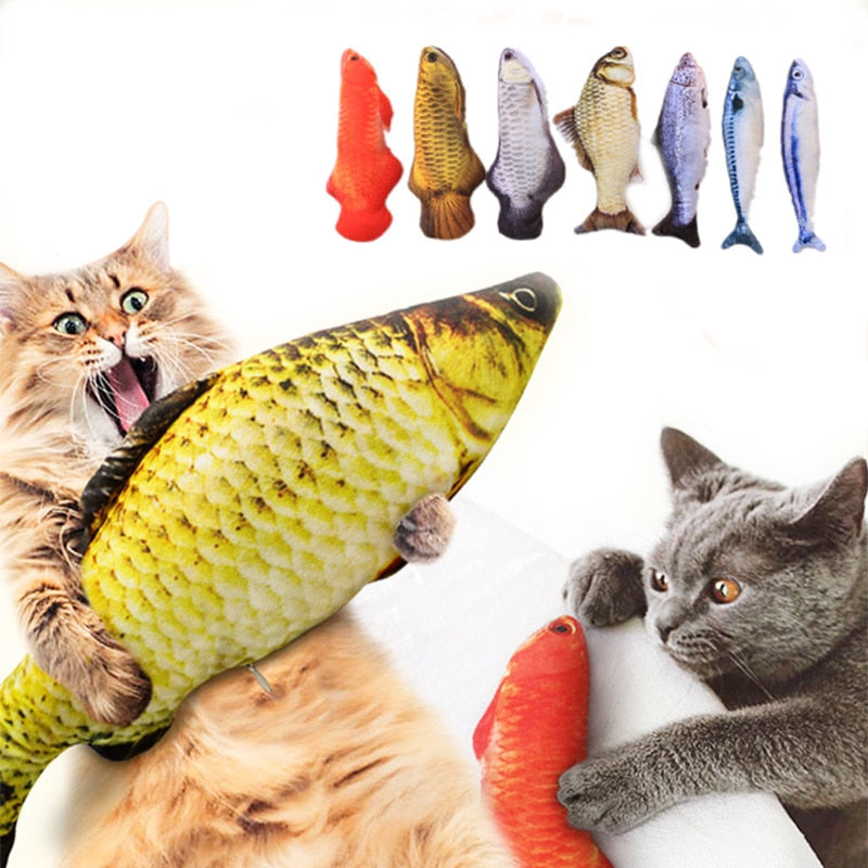 3D Fish Shape Soft Plush Pillow for Cat - 5 Pcs Set