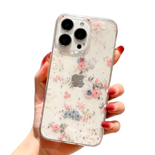 Load image into Gallery viewer, Glitter Clear Case with Daisies for iPhone
