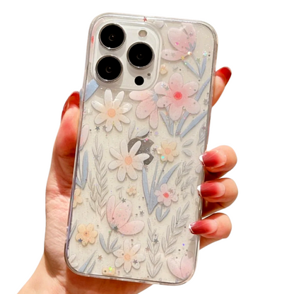 Floral Sparkly Clear iPhone Case