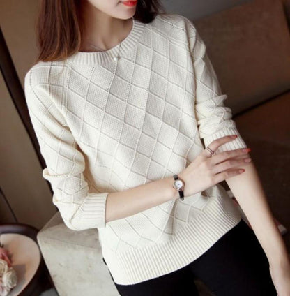Womens Slim Fit Round Neck Knitted Top