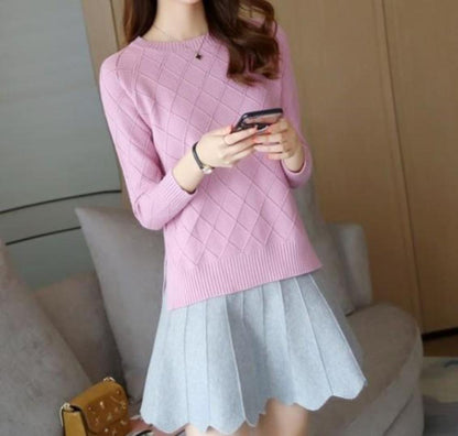 Womens Slim Fit Round Neck Knitted Top