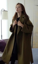 Load image into Gallery viewer, Womens Army Green Relaxed Fit Fall Overcoat
