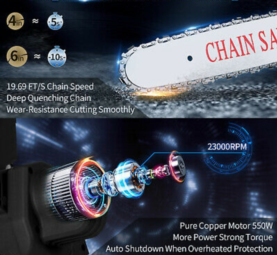 Portable 4 Inch  Mini Electric Mini Electric Chain Saw Gardening Tool