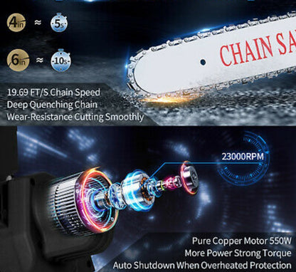 Portable 4 Inch  Mini Electric Mini Electric Chain Saw Gardening Tool