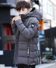 Load image into Gallery viewer, Mens High Collar Puffer Jacket with Removable Hood
