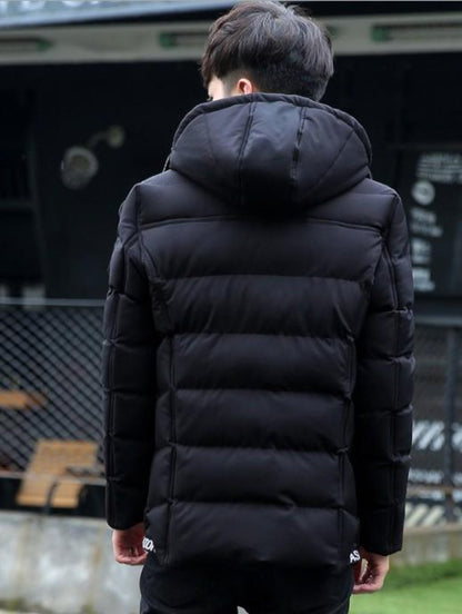 Mens High Collar Puffer Jacket with Removable Hood