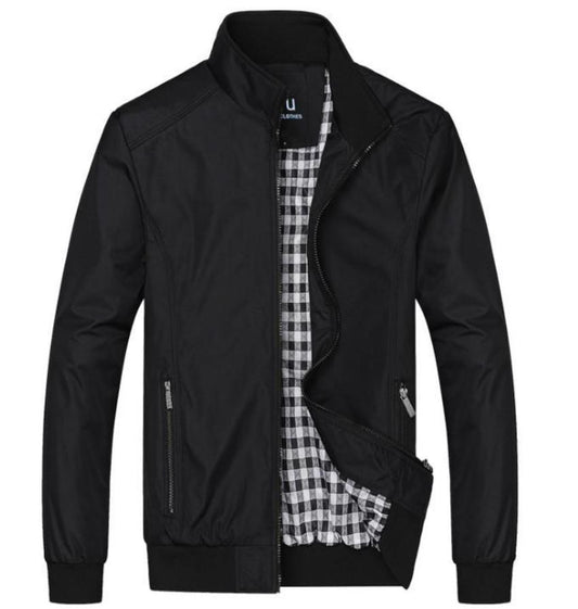 Mens Stand Collar Zipper Jacket