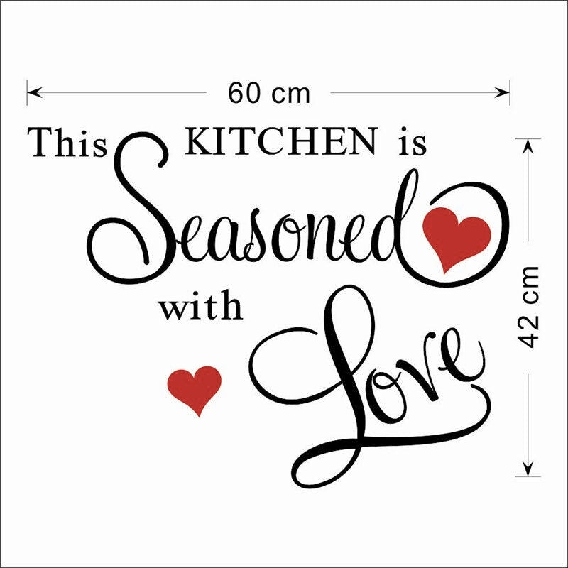 Kitchen Wall Stickers Decoration This Kitchen Is Seasoned with Love ( 3 stickers set)