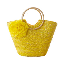 Load image into Gallery viewer, Woven Straw Totebag with Flowers by Coseey
