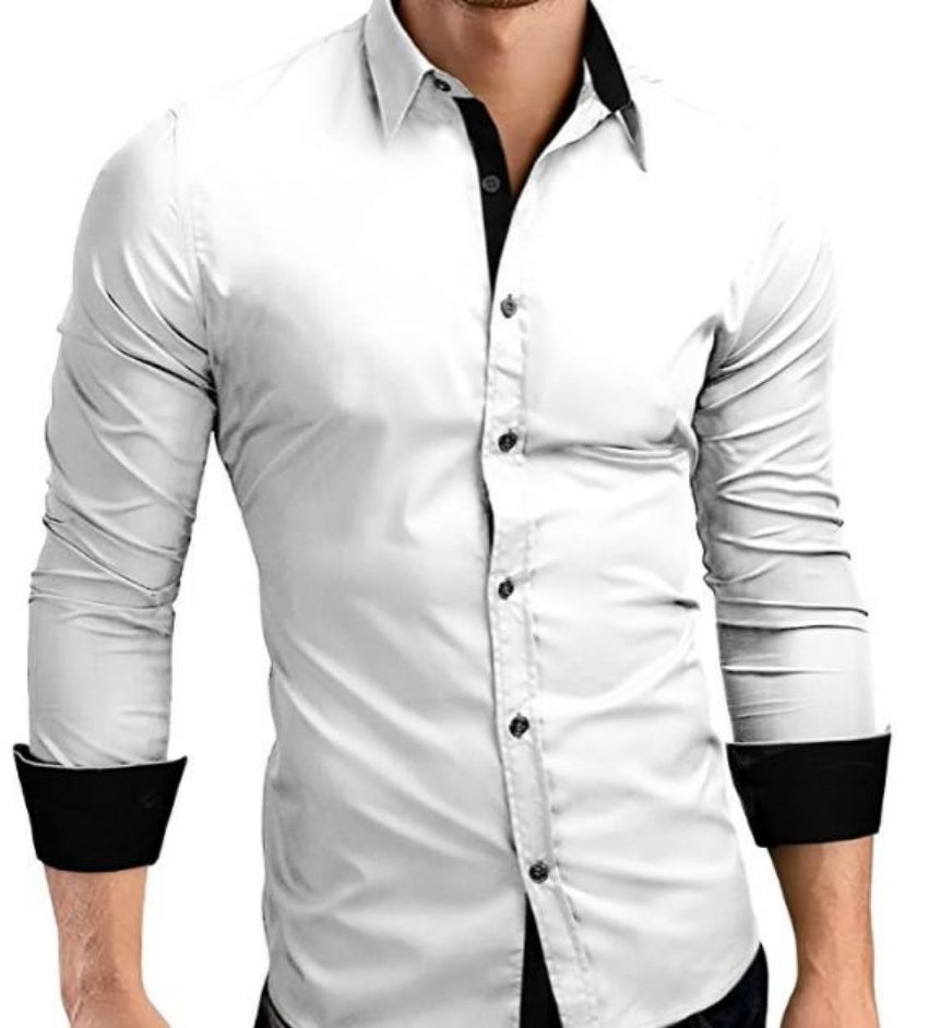 Mens Slim Fit Button Front Long Sleeve Shirt