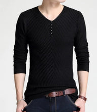 Load image into Gallery viewer, Mens Casual V Neck Sweater with Buttons Design
