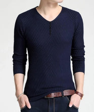 Load image into Gallery viewer, Mens Casual V Neck Sweater with Buttons Design
