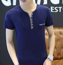 Load image into Gallery viewer, Mens Casual Slim Fit T Shirt with Buttons Details
