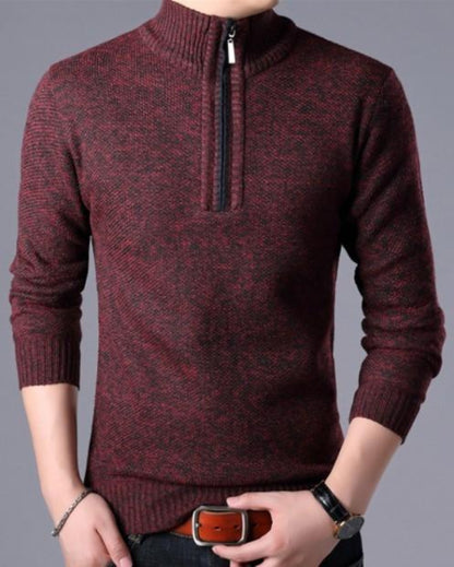 Mens High Collar Sweater with Zipper Design