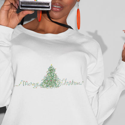 Womens Christmas Lights Tree Sweatshirt