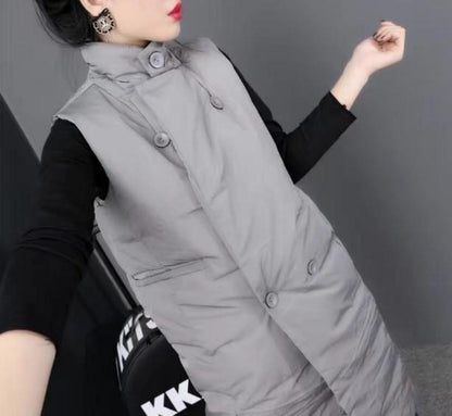 Womens Double Breasted Long Winter Vest