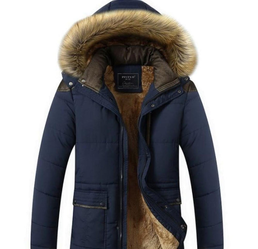 Mens Winter Hooded Coat in Blue