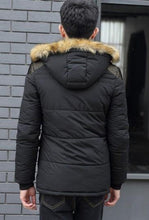 Load image into Gallery viewer, Mens Winter Hooded Coat in Black
