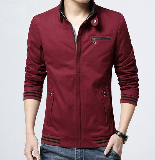 Mens Stand Collar Zipper Jacket