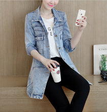 Load image into Gallery viewer, Womens Mid Length Denim Jacket
