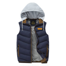 Load image into Gallery viewer, Mens Winter Puffy Vest with Removable Hood in Red
