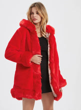 Load image into Gallery viewer, Womens Hooded Faux Fur Collar Coat
