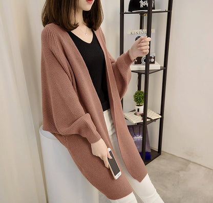 Womens Mid Length Open Cardigan With Pockets