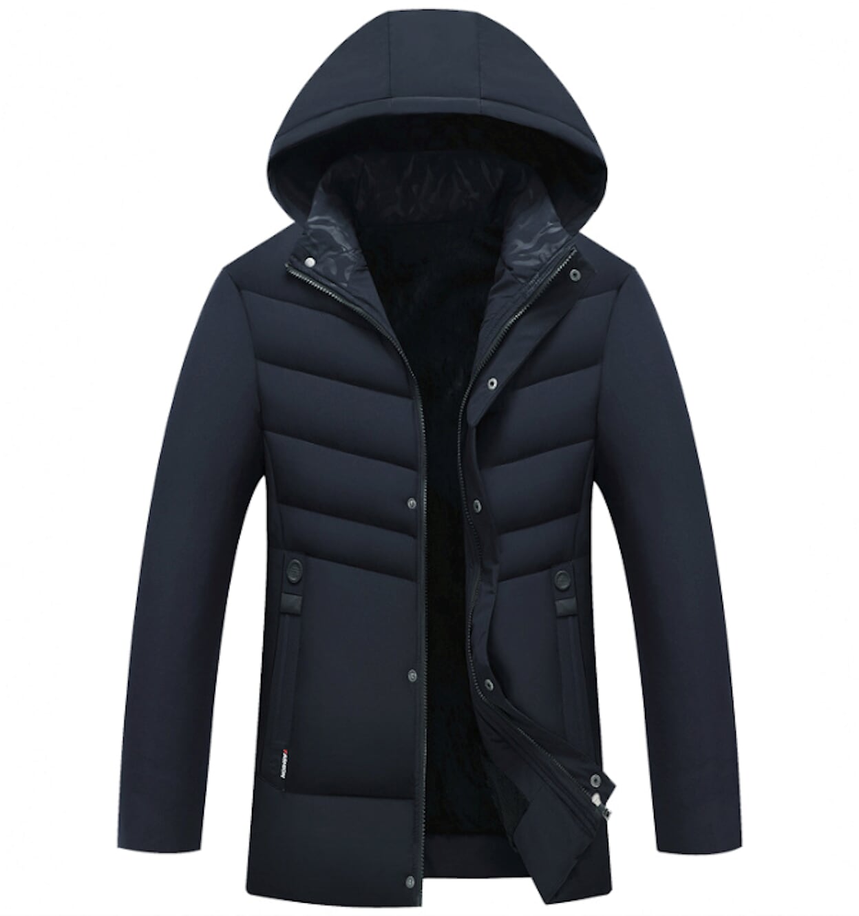 Mens Mid Length Zip Up Jacket with Removable Hood