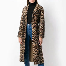 Load image into Gallery viewer, Womens Faux Fur Leopard Coat with Waist Tie
