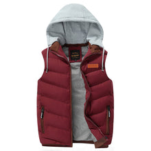 Load image into Gallery viewer, Mens Winter Puffy Vest with Removable Hood in Navy
