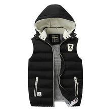 Load image into Gallery viewer, Mens Navy Two Tone Hooded Winter Vest
