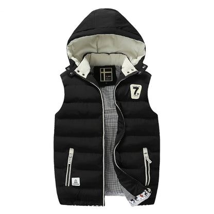 Mens Two Tone Hooded Puffy Vest in Khaki