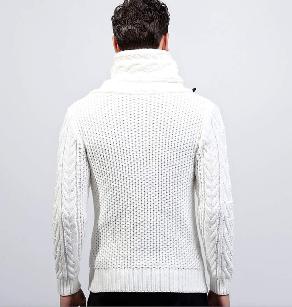 Mens Shawl Collar Horn Button Cardigan