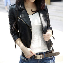 Load image into Gallery viewer, Womens Cropped Vegan Leather Jacket
