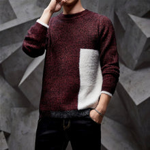 Load image into Gallery viewer, Mens Round Neck Color Block Sweater
