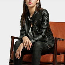 Load image into Gallery viewer, Womens Quilted Vegan Leather Jacket
