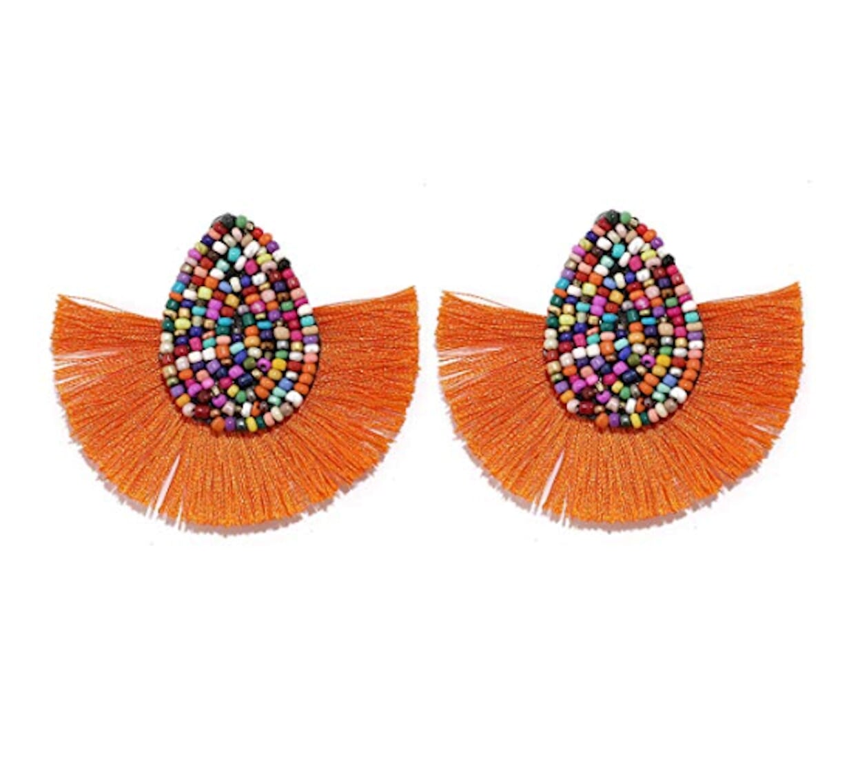 Colorful Beaded Waterdrop Tassel Earrings