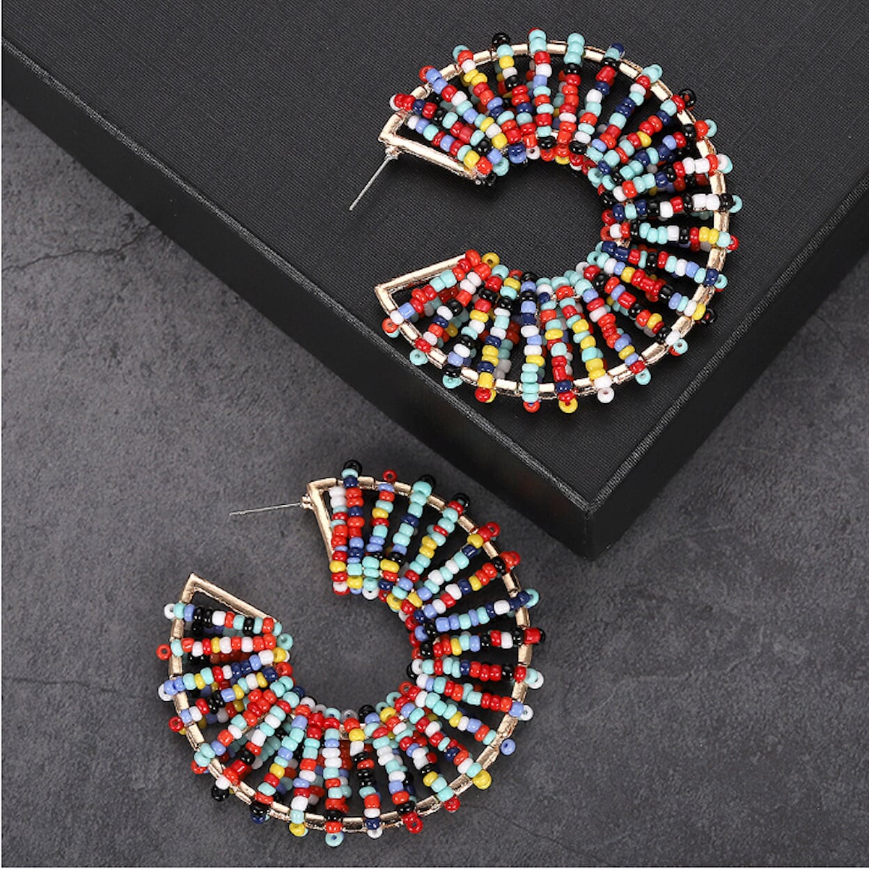 Round Beaded Colorful Earrings