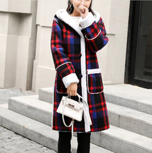 Load image into Gallery viewer, Womens Checkered Coat With Hood
