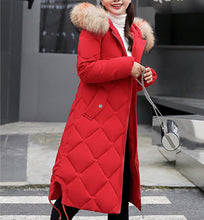 Load image into Gallery viewer, Womens Long Zipper Coat with Furry Hood

