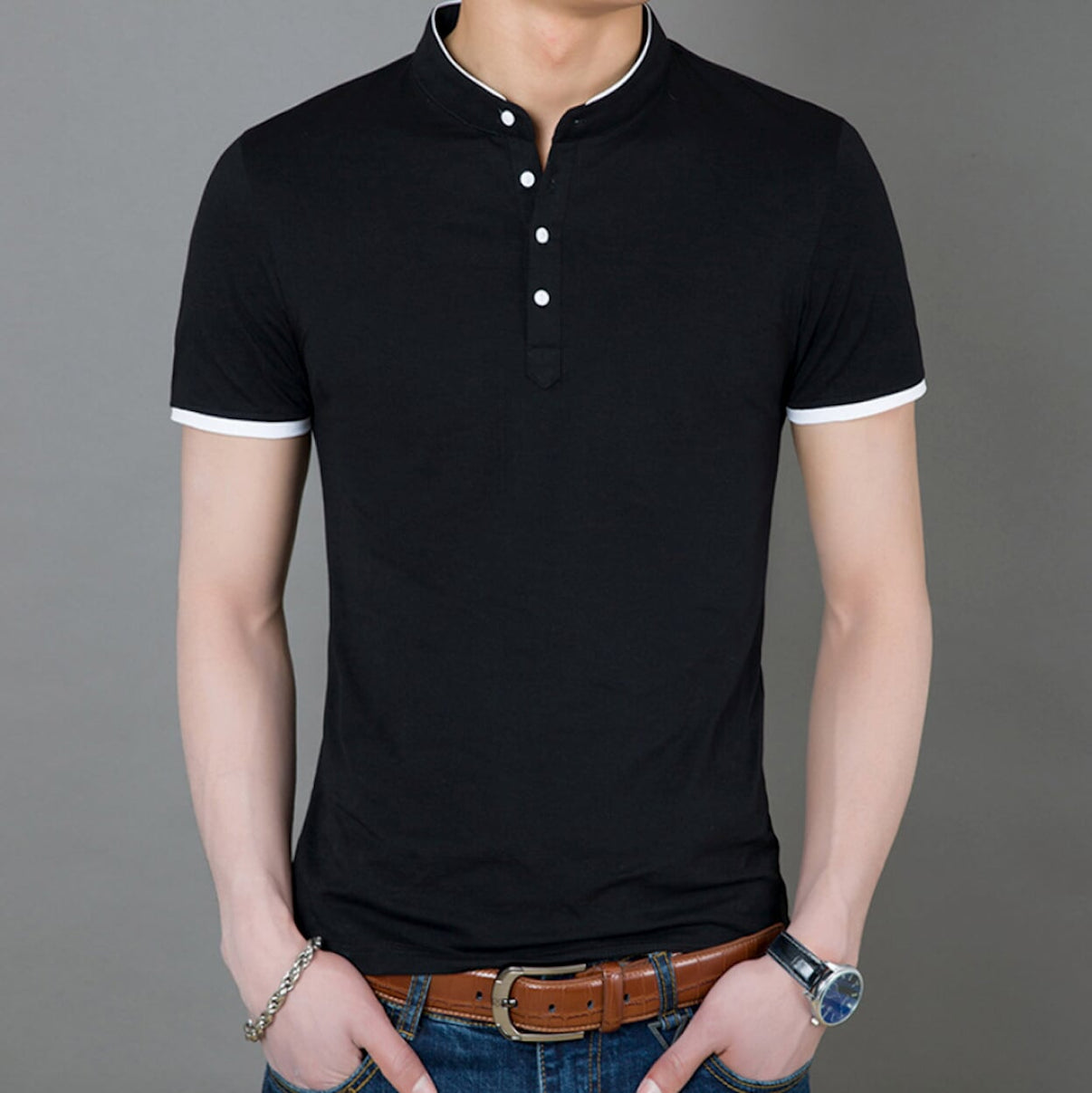 Mens Stand Collar T-Shirt – Onetify
