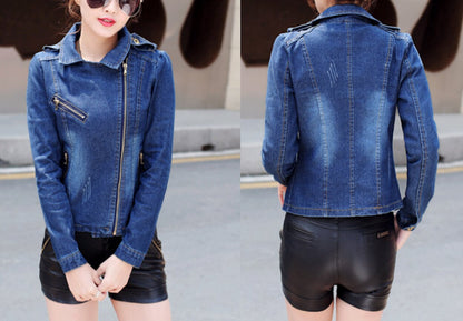 Womens Denim Biker Jacket