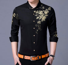 Load image into Gallery viewer, Mens Button Front Shirt with Floral Design
