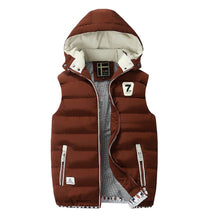 Load image into Gallery viewer, Mens Two Tone Hooded Puffy Vest in Khaki
