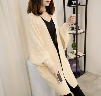 Womens Mid Length Open Cardigan With Pockets