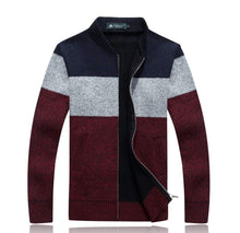 Load image into Gallery viewer, Mens Color Block Zipper Cardigan
